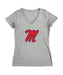 Ole Miss Rebels Women's V-neck Fitted Cotton T-Shirt Grey