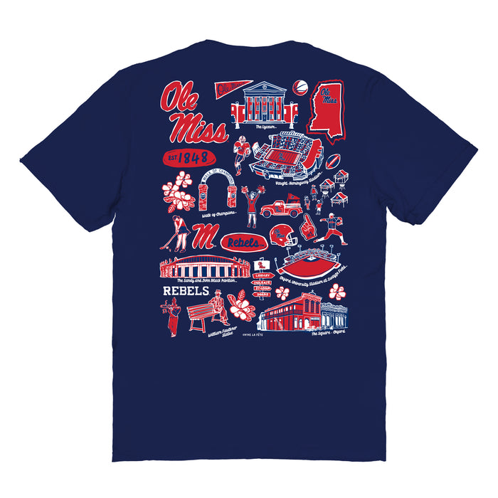 Ole Miss Rebels Vive La Fete Impressions Artwork Navy Womens Cotton Tshirt - Vive La Fête - Online Apparel Store