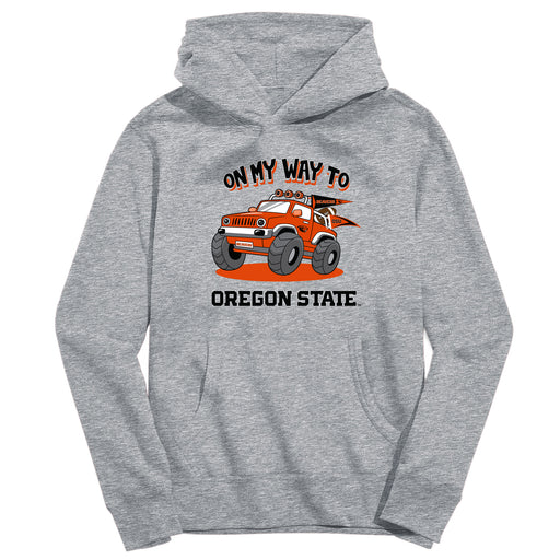 Oregon State Beavers Vive La Fete On my Way Monster Truck Heather Grey Cotton Hoodie
