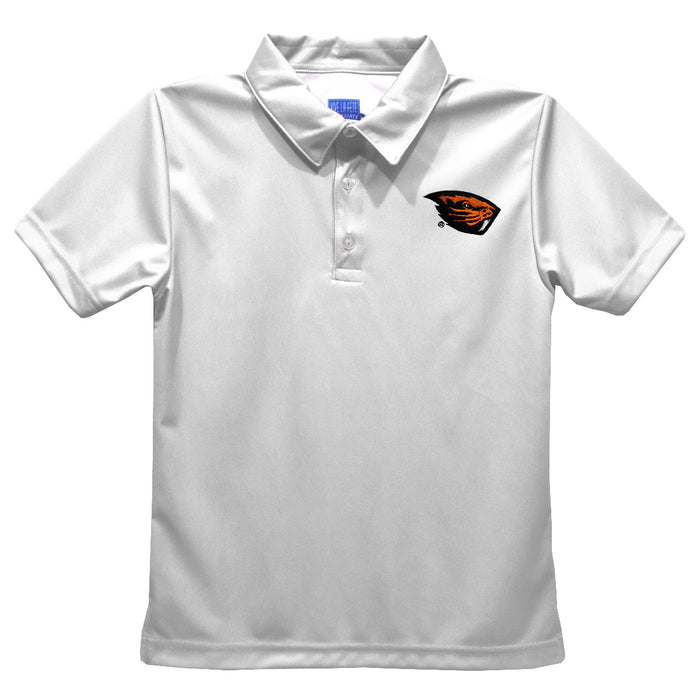 Oregon State Beavers Embroidered White Short Sleeve Polo Box Shirt