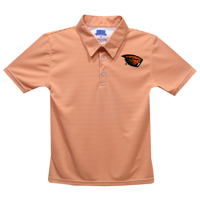 Oregon State Beavers Embroidered Orange Stripes Short Sleeve Polo Box Shirt