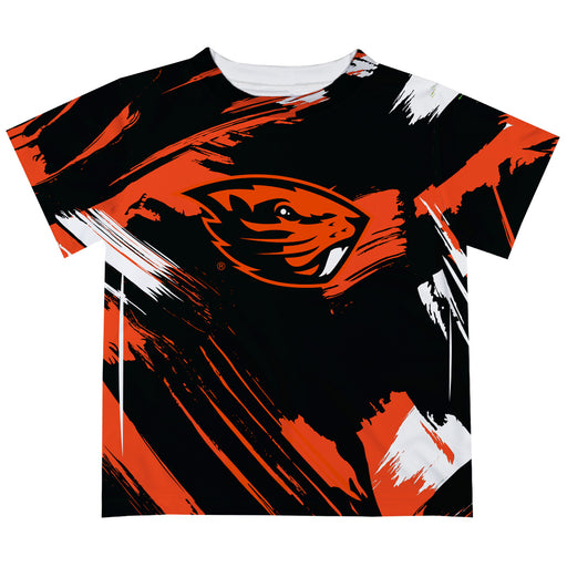 Oregon State Beavers Vive La Fete Boys Game Day Black Short Sleeve Tee Paint Brush