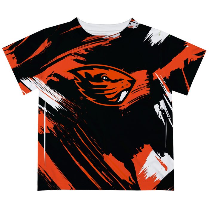Oregon State Beavers Vive La Fete Boys Game Day Black Short Sleeve Tee Paint Brush