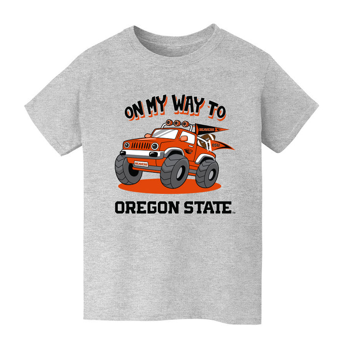 Oregon State Beavers Vive La Fete On My Way Monster Truck Heather Grey Cotton Short Sleeve Tee