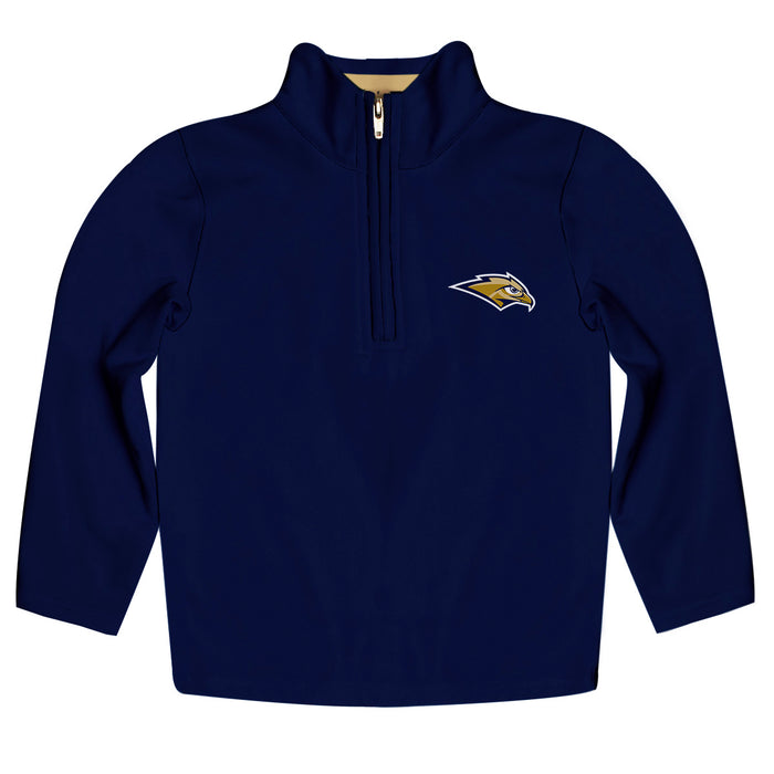 Oral Roberts University Golden Eagles Vive La Fete Game Day Solid Navy Quarter Zip Pullover Sleeves