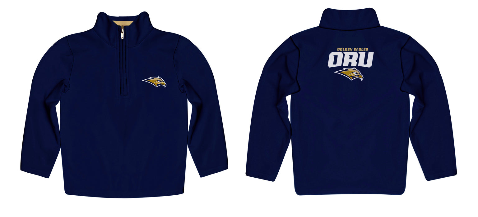 Oral Roberts University Golden Eagles Vive La Fete Game Day Solid Navy Quarter Zip Pullover Sleeves - Vive La Fête - Online Apparel Store