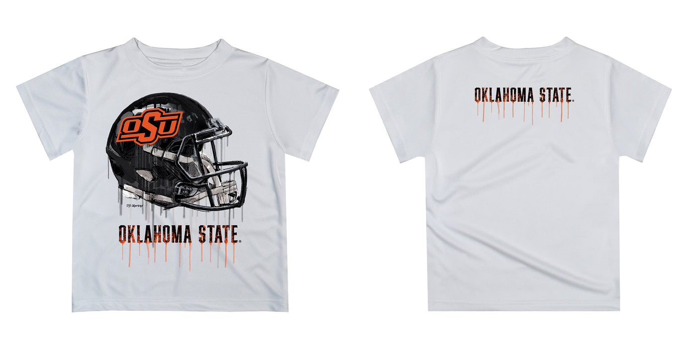 Oklahoma State Cowboys Original Dripping Football Helmet White T-Shirt by Vive La Fete - Vive La Fête - Online Apparel Store