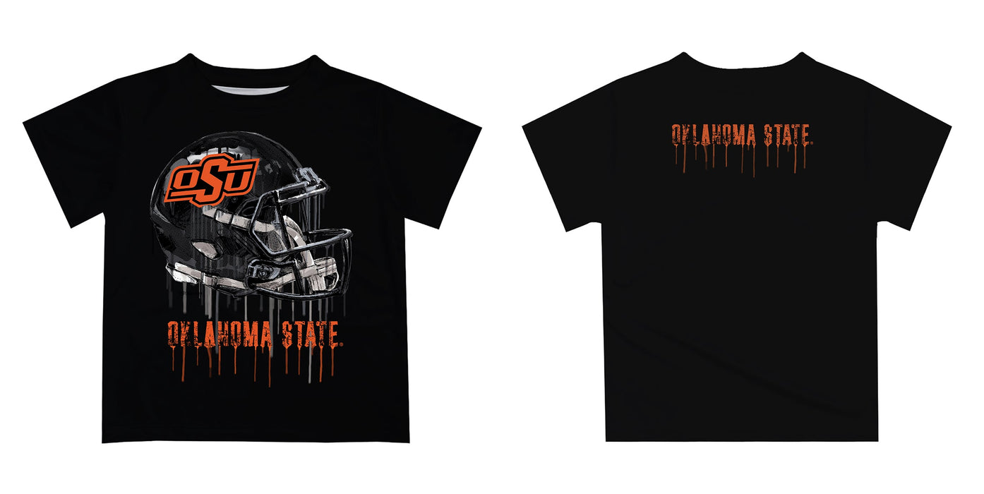 Oklahoma State Cowboys Original Dripping Football Helmet Black T-Shirt by Vive La Fete - Vive La Fête - Online Apparel Store