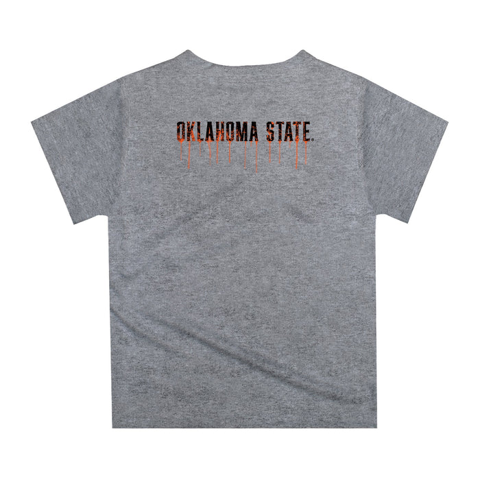 Oklahoma State Cowboys Original Dripping Football Helmet Heather Gray T-Shirt by Vive La Fete - Vive La Fête - Online Apparel Store