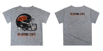 Oklahoma State Cowboys Original Dripping Football Helmet Heather Gray T-Shirt by Vive La Fete - Vive La Fête - Online Apparel Store