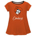 Oklahoma State Cowboys Vive La Fete Girls Game Day Short Sleeve Orange Top with School Logo and Name