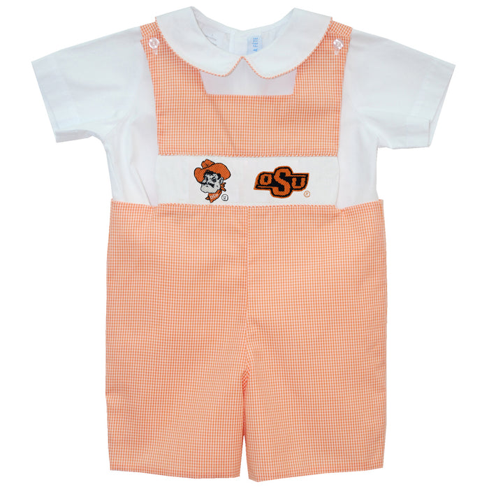 OSU cowboys Smocked Orange Gingham Jon Jon And Short sleeve White Shirt