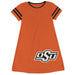 OSU Cowboys Vive La Fete Girls Game Day Short Sleeve Orange A-Line Dress with large Logo