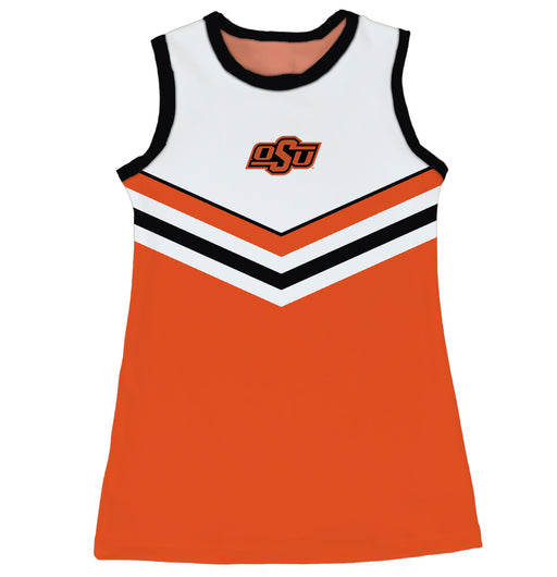 OSU Cowboys Sleeveless Cheerleader A Line Dress White and Orange