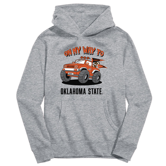 OSU Cowboys On My Way Monster Truck Heather Grey Cotton Youth Hoodie