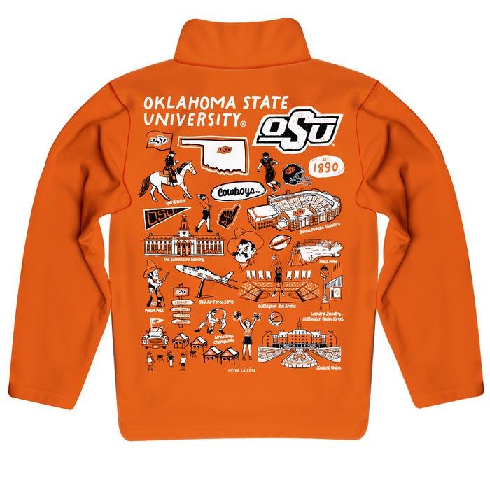 OSU Cowboys Vive La Fete Impressions Artwork Orange Boys Quarter Zip Pullover V1 - Vive La Fête - Online Apparel Store