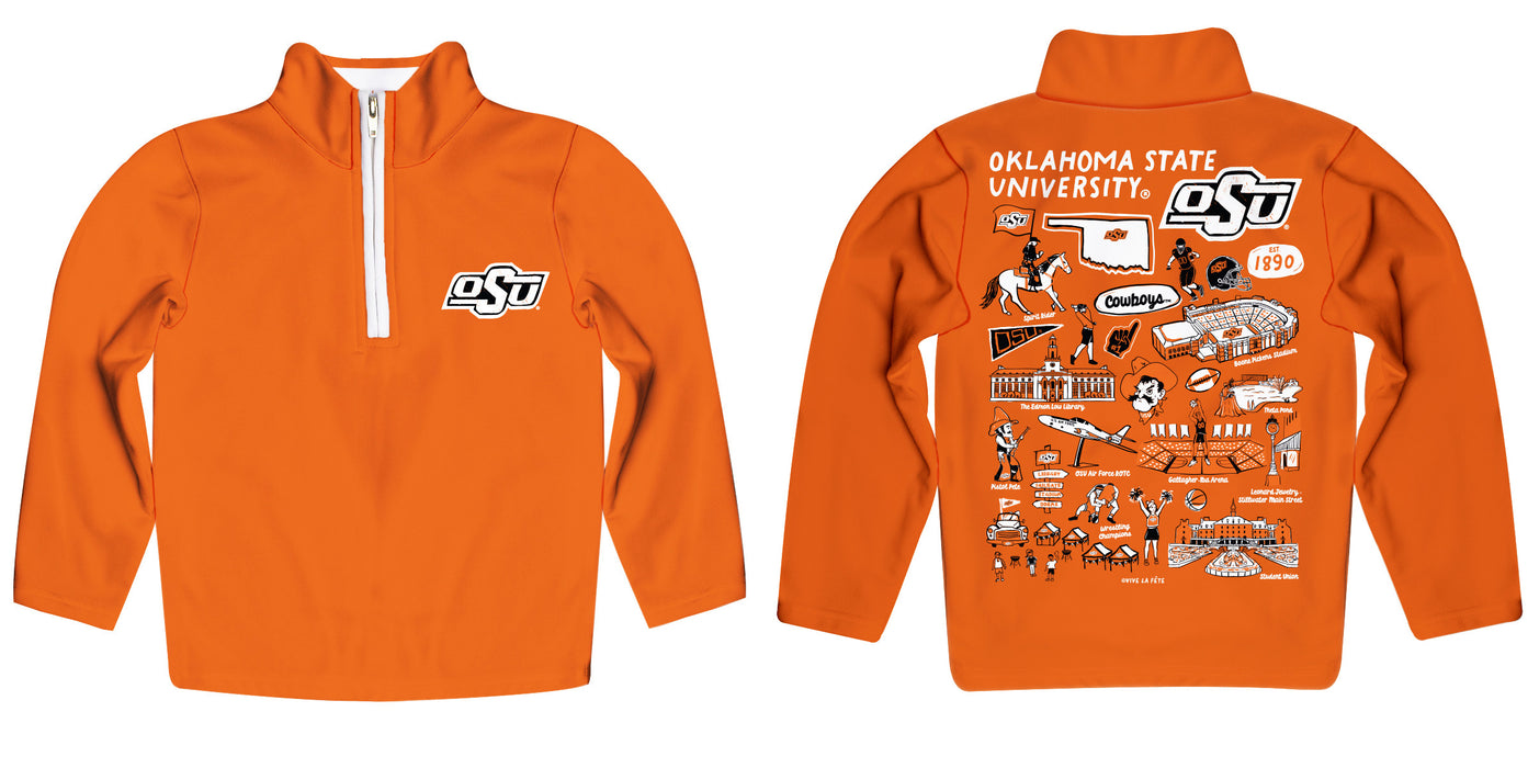 OSU Cowboys Vive La Fete Impressions Artwork Orange Boys Quarter Zip Pullover V1 - Vive La Fête - Online Apparel Store