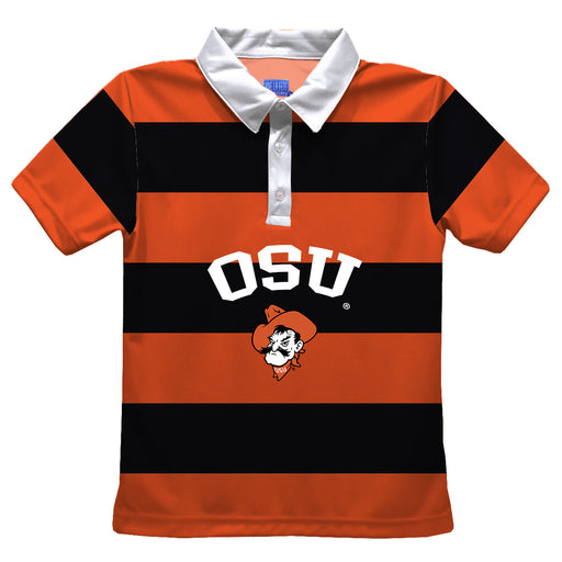OSU Cowboys Stripes Short Sleeve Polo Box Shirt Orange and Black - Vive La Fête - Online Apparel Store