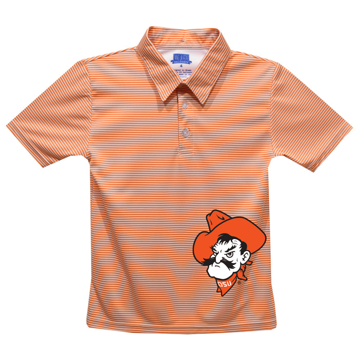 OSU Cowboys Stripes Short Sleeve Polo Box Shirt Orange