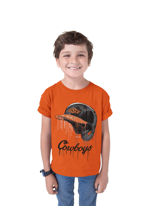 OSU Cowboys Original Dripping Baseball Helmet T-Shirt Cotton by Vive La Fete - Vive La Fête - Online Apparel Store