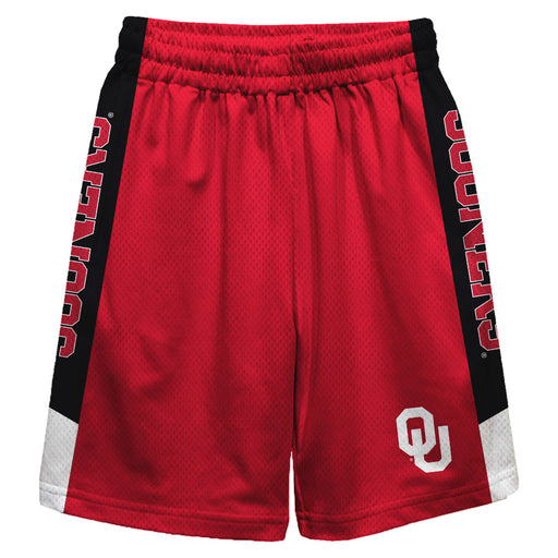 Oklahoma Sooners Vive La Fete Game Day Red Stripes Boys Solid Black Athletic Mesh Short