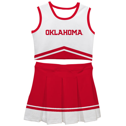 Oklahoma Sooners Vive La Fete Game Day White and Red Sleeveless Chearleader Set