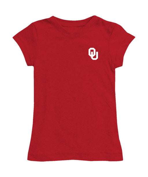 Oklahoma Sooners Hand Sketched Vive La Fete Impressions Artwork Red Girls Cotton Short Sleeve Tee