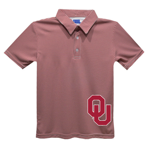 Oklahoma Sooners Stripes Short Sleeve Polo Box Shirt Red