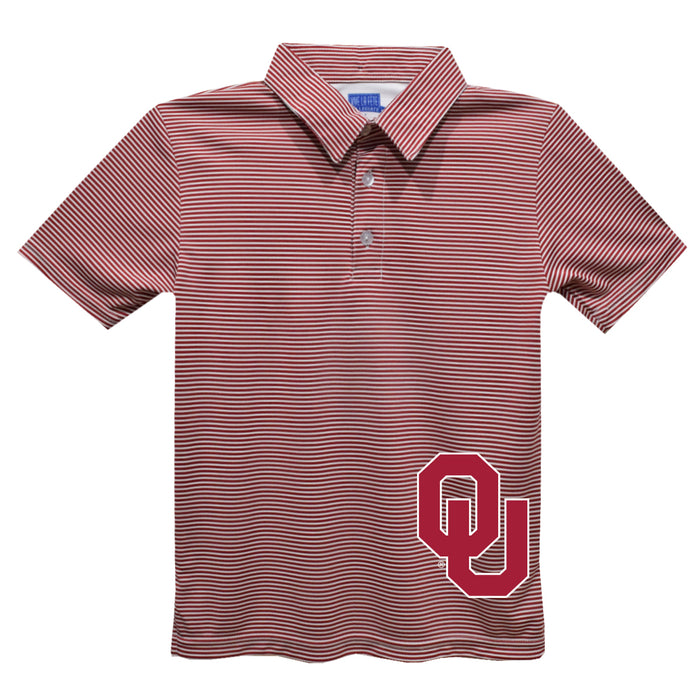 Oklahoma Sooners Stripes Short Sleeve Polo Box Shirt Red