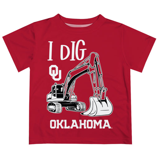 Oklahoma Sooners Vive La Fete Excavator Boys Game Day Red Short Sleeve Tee