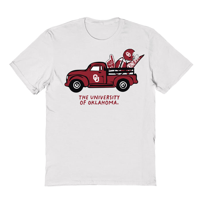 Oklahoma Sooners Hand Sketched Vive La Fete Impressions Truck White T-shirt for Women