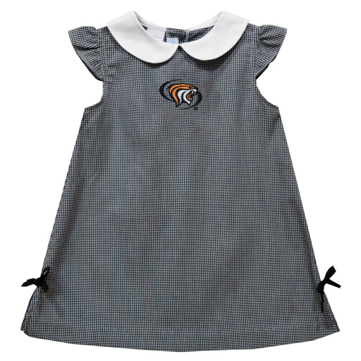 University of the Pacific Tigers Embroidered Black Gingham A Line Dress