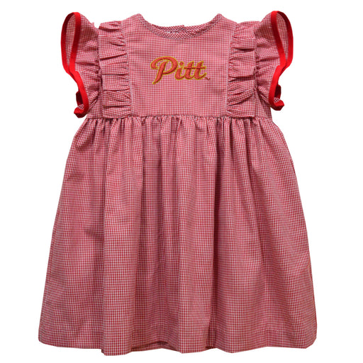 Pittsburgh State University Gorillas Embroidered Red Cardinal Gingham Ruffle Dress - Vive La Fête - Online Apparel Store