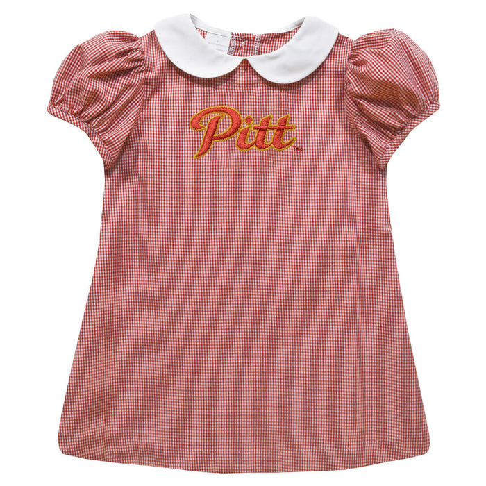 Pittsburgh State University Gorillas Embroidered Red Cardinal Gingham Short Sleeve A Line Dress