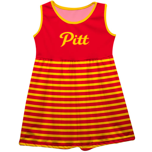 Pittsburgh State University Gorillas Vive La Fete Girls Game Day Sleeveless Tank Dress Solid Crimson Logo Stripes on Ski