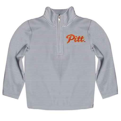 Pittsburgh State University Gorillas Embroidered Gray Stripes Quarter Zip Pullover