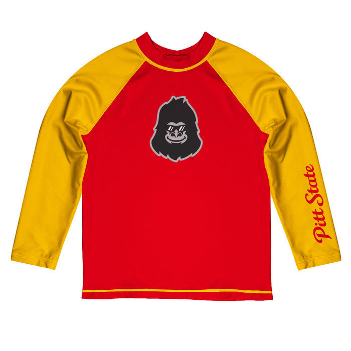 Pittsburgh State University Gorillas Vive La Fete Logo Crimson Long Sleeve Raglan Rashguard