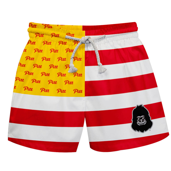Pittsburgh State University Gorillas Vive La Fete Game Day Crimson Flag Swimtrunks V1