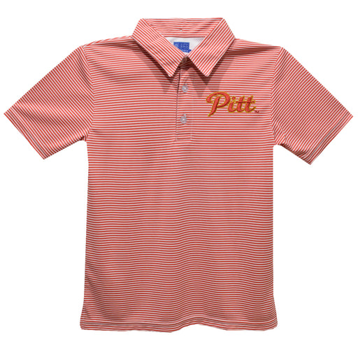 Pittsburgh State University Gorillas Embroidered Red Cardinal Stripes Short Sleeve Polo Box Shirt