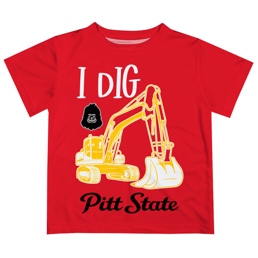 Pittsburgh State University Gorillas Vive La Fete Excavator Boys Game Day Crimson Short Sleeve Tee