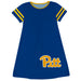 Pittsburgh Panthers UP Vive La Fete Girls Game Day Short Sleeve Blue A-Line Dress with large Logo