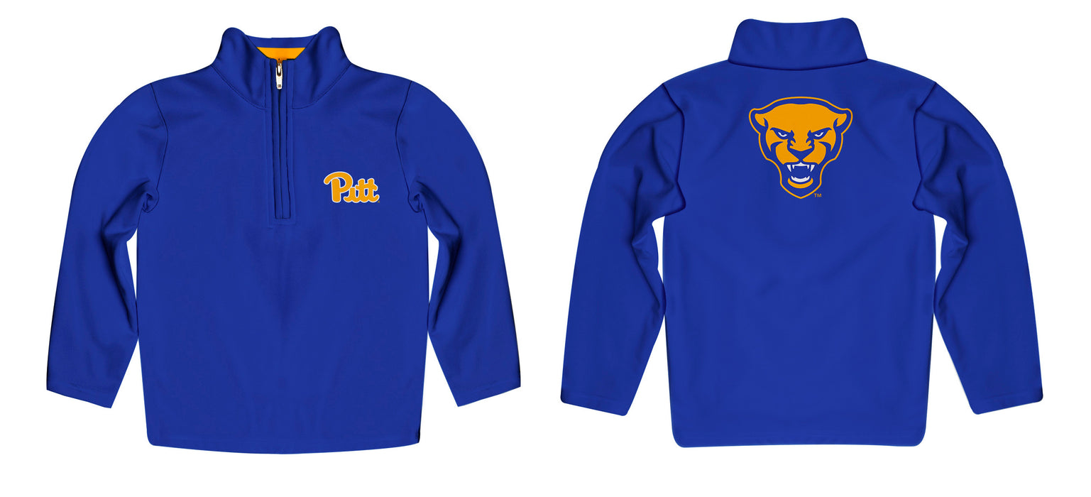 Pittsburgh Panthers UP Vive La Fete Game Day Solid Blue Quarter Zip Pullover Sleeves - Vive La Fête - Online Apparel Store