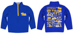Pittsburgh Panthers UP Hand Sketched Vive La Fete Impressions Artwork Blue Boys Quarter Zip Pullover V1 - Vive La Fête - Online Apparel Store