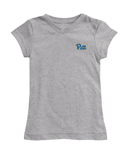 Pittsburgh Panthers UP Hand Sketched Vive La Fete Impressions Artwork Grey Girls Cotton Short Sleeve Tee