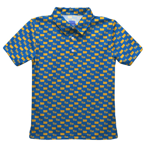 Pittsburgh Panthers UP Vive La Fete All Over Logo Royal Short Sleeve Polo Shirt