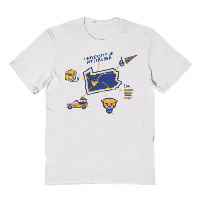 Pittsburgh Panthers UP Hand Sketched Vive La Fete Impressions Icones Kids White T-shirt
