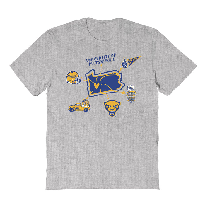 Pittsburgh Panthers UP Hand Sketched Vive La Fete Impressions Icones Kids Grey T-shirt