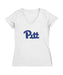 Pittsburgh Panthers UP Women's V-neck Fitted Cotton T-Shirt White