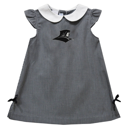 Providence Friars Embroidered Black Gingham A Line Dress
