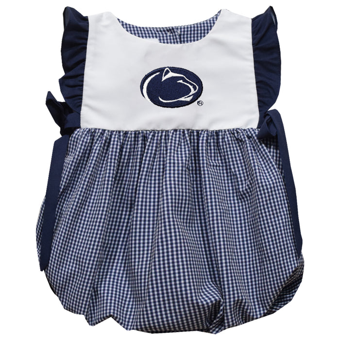 Penn State Nittany Lions Embroidered Navy Gingham Girls Bubble